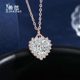 Pure Silver Zircon Love Necklace for Girls, Light Luxury, Niche, High-end Design, Sweet Heart-shaped Collarbone Chain, Chinese Brand for Ladies