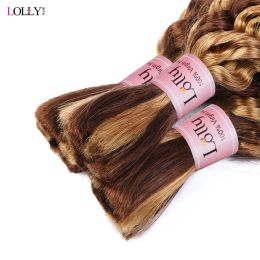 4 27 Highlight Bulk Human Hair For Braiding Honey Blonde Deep Wave Human Hair Bundles No Weft Bundles For Women Hair Extensions