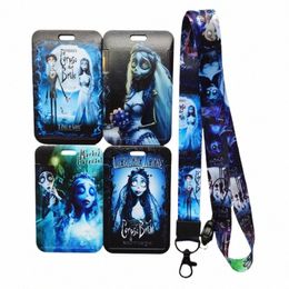 corpse Bride ID Badge Holder with Cute Lanyard for Women and Men Credit Card Holders Neck Strap Door Credential Key Chain Gift t4jv#