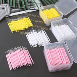 Heating 100pcs/box Double headed toothbrush disposable household plastic fish bone removal toothpick refreshing toothpick Dental Floss