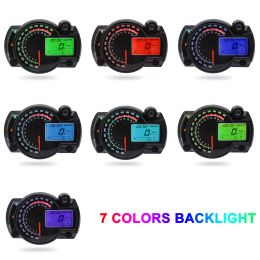 Universal LCD Digital Speedometer Motorcycle 7 Colors Dashboard RX2N Odometer Meter Instrument Adjustable MAX 299KM/H