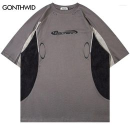 Men's T Shirts Vintage Jersey T-Shirt Y2K Retro Patchwork Sports Oversize Tshirt Hip Hop 2024 Men Harajuku Casual Loose Tops Streetwear