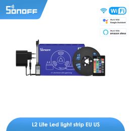 Control Sonoff L2lite 5M RGB Cuttable Led Light Strip WiFi And Blute Tooth Control Work With Alexa Google Smartthings Ewelink Alice