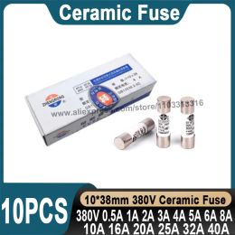 10Pcs 10x38mm Ceramic Fuse 10*38mm 380V 0.5A 1A 2A 3A 4A 5A 6A 8A 10A 16A 20A 25A 32A 40A Ceramic Fuse RO15 RT18