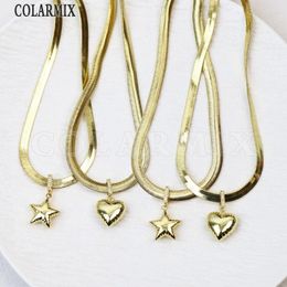 Chains 5 Pieces Gold Airbloom Heart Star Pendant Necklace Simple Wide Punk Jewellery Classic Design Women Gift 52990