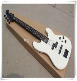 4 Strings Pure White Body Electric Bass Guitar with Black HardwareSkull pattern Neck PlateCan be customized8070493