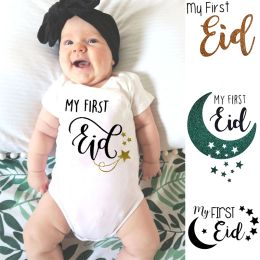 My First Eid Newborn Baby Summer Rompers Infant Body Short Sleeve Baby Jumpsuit Eid Boy Girl Ramadan Clothes Islamic Muslim Gift