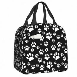 dog Paw Print Love Pattern Lunch Box for Women Animal Footprint Cooler Thermal Food Insulated Lunch Bag Picnic Tote Bags y4Ab#