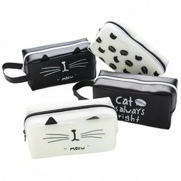 women's Cute Cat Travel Cosmetic Bag Waterproof Makeup Bag W Pouch Student Pencil Case Tote Style Toiletry Bag 876Y#