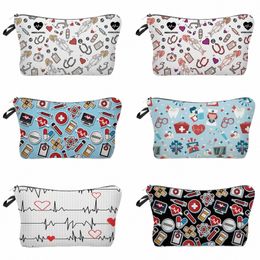 hot Sale Nurse ECG Printing Women Cosmetic Bags Lovely Casual Travel Portable Storage Handbags Makeup Bag Toiletry Bags Female u3Ak#