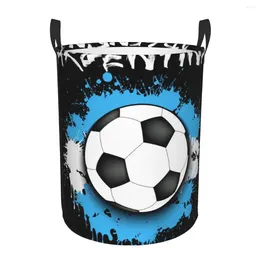 Laundry Bags Foldable Basket For Dirty Clothes Argentina Flag Soccer Ball Against Pattern Storage Hamper Kids Baby Home Organiser