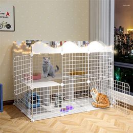 Cat Carriers Modern Iron Cages With Storage Fence Home Indoor Large Space Villa Living Room Balcony House Cattery Climbing Frame