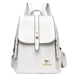 2024 Women Leather Backpacks Fashion White Shoulder Bags Female Backpack Ladies Travel School for Girls Mochila 240323