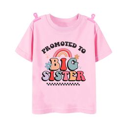 Promoted To Big Sister/Brother 2024 Baby Announcement T Shirt Kids T-Shirt Children Tops Toddler Tshirt Summer Retro Clothes Tee