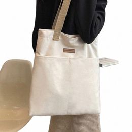 women Canvas Shoulder Bag Ladies Shop Bags Grocery High Quality Handbags Solid Colour Tote Books Bag For Girls z3XE#