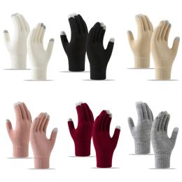 Winter Warm TouchScreen Gloves Women Men Stretch Knitted Mittens Plush Full Finger Outdoor Sport Cycling Gloves Accessories