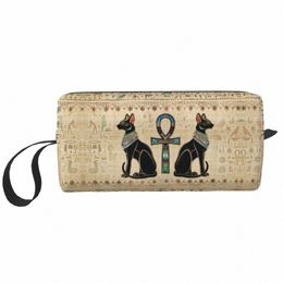 egyptian Cats And Ankh Cross Cosmetic Bag WomenCapacity Ancient Egypt Makeup Case Beauty Storage Toiletry Bags Dopp Kit Case Box A4r6#