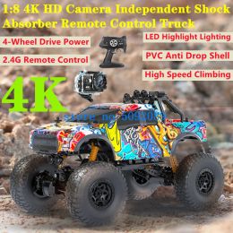 Outdoor 4K HD Camera High-Speed Climb Remote Control Car 2.4G 1:8 Shock Absorber 4WD LED Lighting WIFI FPV RC Off-Road Truck Car