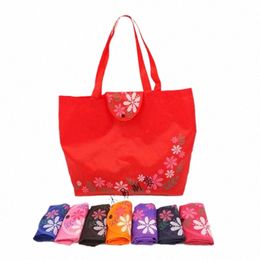 new Women Foldable Shop Bag Reusable Floral Handbag Large Capacity Oxford Cloth Casual Grocery Bag Durable Ladies Tote u2XS#
