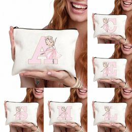 ballet Girls Makeup Pouch Bags A-Z Initial Make Up Cosmetic Organiser Dance Girl Travel Toilet Clutch Wedding Bridesmaid Gifts T0TM#