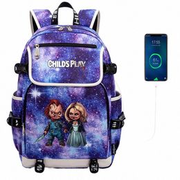 child's Play Chucky Backpacks Men Women USB Charging Laptop Travel Bags Teenager Student kids Backpack Casual Mochila g7uM#