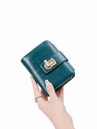 rfid Retro Women's Wallet Three fold Short Wallet PU Leather Multi functial Twist Lock Credit Card Wallet and n6rh#