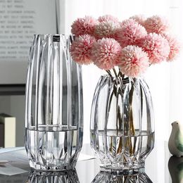 Vases Nordic Large Glass Vase Transparent Hydroponic Plant Rich Bamboo Rose Flower European Style Living Room Decoration