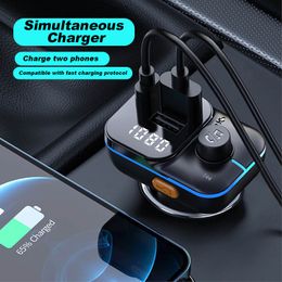 FM Transmitter Bluetooth 5.0 Handsfree Audio Mp3 Player Adapter PD Super Quick Charge Dual USB Type-C FM Modulator For Car