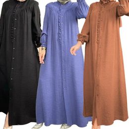 Ethnic Clothing Ramadan Muslim Open Abayas Women Spring Summer Long Sleeve Cardigan Lace Loose Dress Party Maxi Vestidos Daily Robe Kaftan