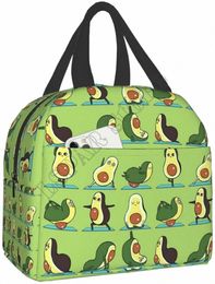 avocado Yoga Lunch Box Insulated Lunch Boxes Waterproof Lunch Bag Reusable Tote With Frt Pocket For Beach Office Picnic 35mP#