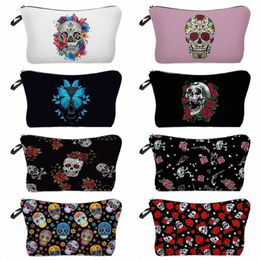 mini Ladies Cosmetics Storage Bag Women's Toilet Bags Skull Print Portable Beach Women's Makeup Bags Toiletry Bag Outdoor Travel 85n0#
