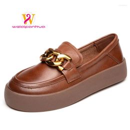 Casual Shoes Loafer Women's Flat Bottom Spring 2024 First Layer Cowhide Lazy Versatile Small Leather Single Shoe Woman