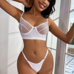 New Women Lingerie Set Lace Embroidery Push Up Transparent Bra And Panties Sexy Underwear Brassiere Two-piece Suit Babydolls