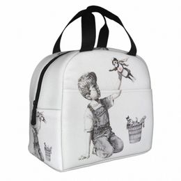 banksy Nhs Superhero Insulated Lunch Bag Leakproof Street Art Graffiti Meal Ctainer Cooler Bag Tote Lunch Box Food Storage Bag P011#