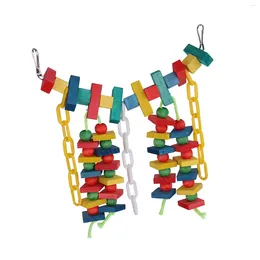 Other Bird Supplies Wooden Parrot Blocks Knots Tearing Toys Multicolor Natural Chewing Toy With Hanging Bells For Cockatiels