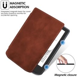 Leather PU Cases for Pocketbook 629 / 634 (2023) Soft TPU Back Cover for Pocketbook Verse Pro Auto Wake Sleep Funda Capa