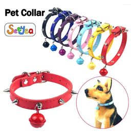 Dog Collars Leather Collar Rivet Cat Medium And Small Inlaid Pet Adjustable Pu Anti Bite Product