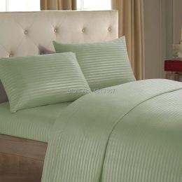 3/4pcs Bedding Sheets Set Brushed Microfiber Striped Flat sheet &Fitted Sheet &Pillow Cover Hotel Textiles Pure Colour