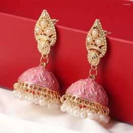 Dangle Earrings Bohemia Oorbellen Hangers Vintage Gypsy Jhumka Style Flower Pearl Beads Bell Shape