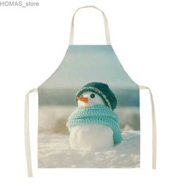 Aprons Christmas Snowman Kitchen Print Apron Sleeveless Waterproof Home Cleaning Tools Home Decoration Christmas Apron Baked Apron Y240401HWVF