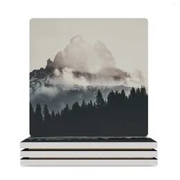 Table Mats Misty Mountain Landscape Ceramic Coasters (Square) Funny Cup Mat Teapot Cute Kitchen Supplies