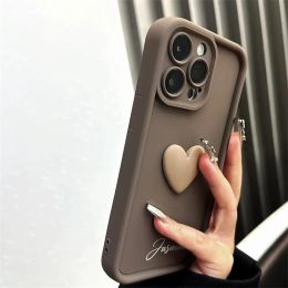 Personalised Cute INS 3D Love Heart Silicone Case For iPhone 11 12 13 14 15 Pro Max Shockproof Candy Custom Name DIY Cover 15