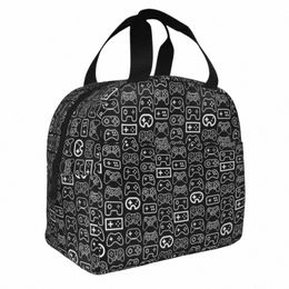 video Game Ctroller White - Black Variant Insulated Lunch Bags Portable Lunch Ctainer Thermal Bag Tote Lunch Box Bento Pouch b5lp#