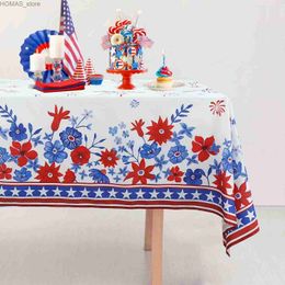 Table Cloth 4th of July American Flag Patriotic Tablecloth Holiday Party Decor Reusable Waterproof Table Cover Independence Day Table Decor Y240401