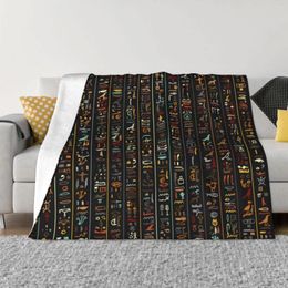 Blankets Ancient Egypt Egyptian Hieroglyphs Blanket Coral Fleece Plush All Season Breathable Warm Throw For Bed Outdoor Rug Piece