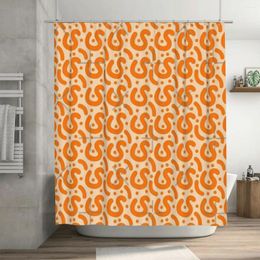 Shower Curtains Retro Funk Doodles Vibrant Orange Pattern Curtain 72x72in With Hooks Personalised Lover's Gift