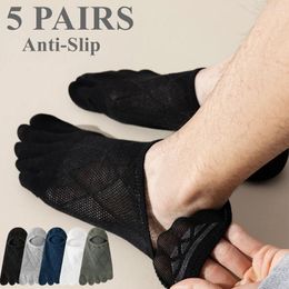 Sports Socks 5 Pairs Men Non-Slip Toe With Separate Fingers No Show Invisible Slipper Man Five Finger Summer Mesh