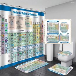 Shower Curtains Periodic Table Curtain 4-pieceSet Bathroom Floor Mat Toilet Student Decor