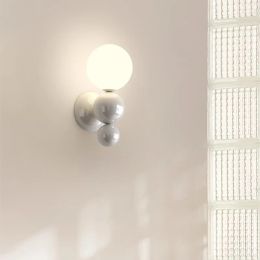 Nordic LED Wall Lamp With Pearl Shape White Contrasting Colour Lighting For Living Room Staircase Corridor Bedroom Study Sconces