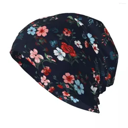 Berets Cute Flower Bonnet Hats Fashion Outdoor Skullies Beanies Hat For Men Women Knit Spring Dual-use Cap